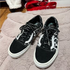 Black and white Yin Yang Vans